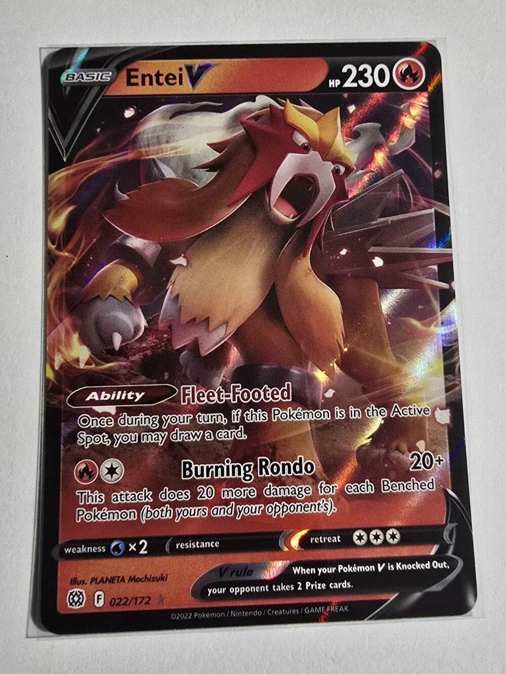 Pokemon Entei V 022/172  Brilliant Stars Sword & Shield Ultra Rare Holo NM